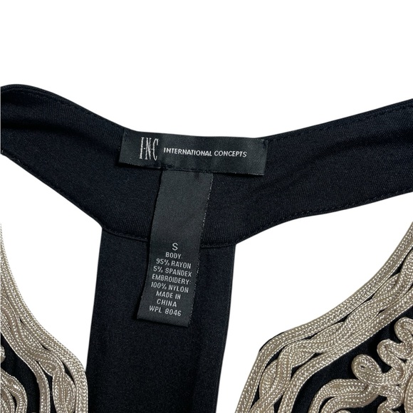 INC International Concepts | Black Maxi Dress Lace Embroidered Split Deep V-Neck - Picture 6 of 6